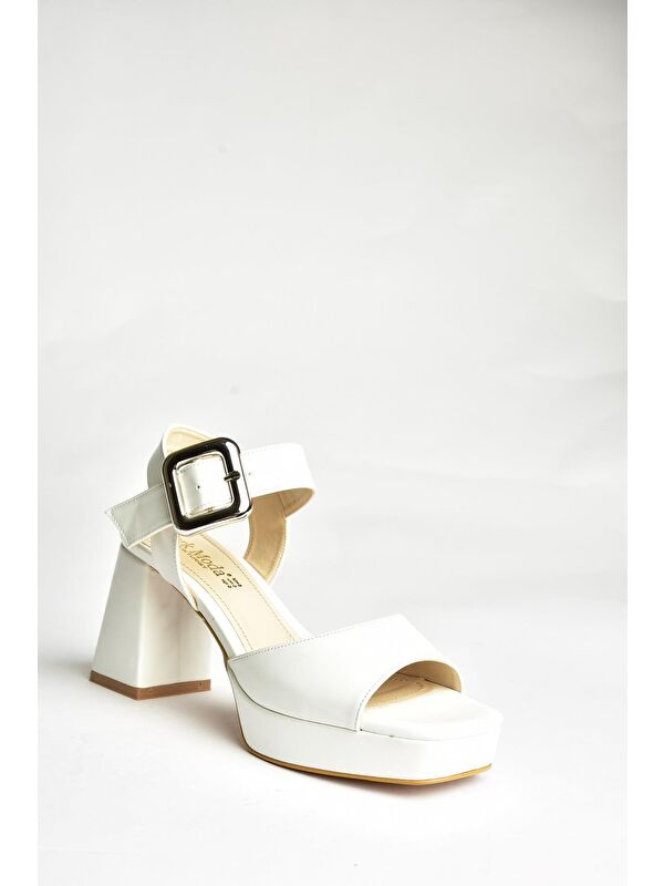 U8200097 Beyaz Kadın Topuklu Ayakkabı - Görsel 3