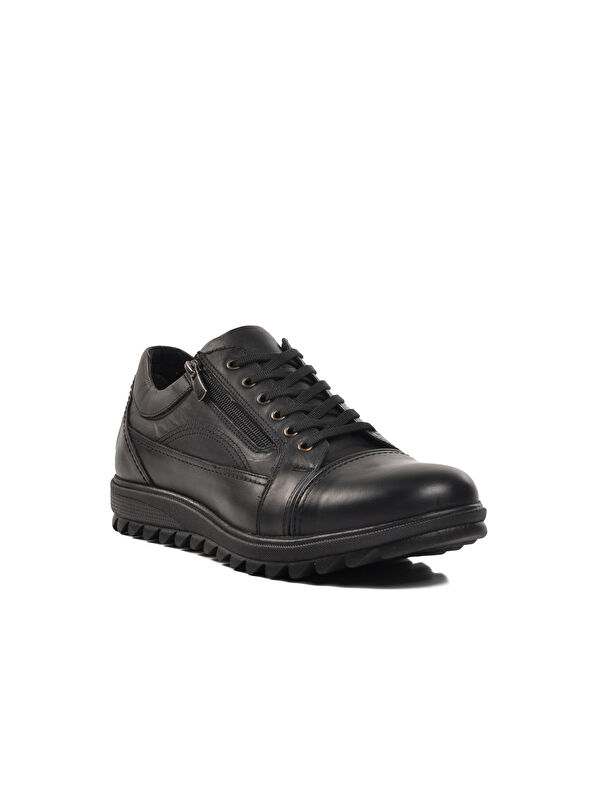 Siyah Hakiki Deri Erkek Casual Ayakkabı 105 - Görsel 4