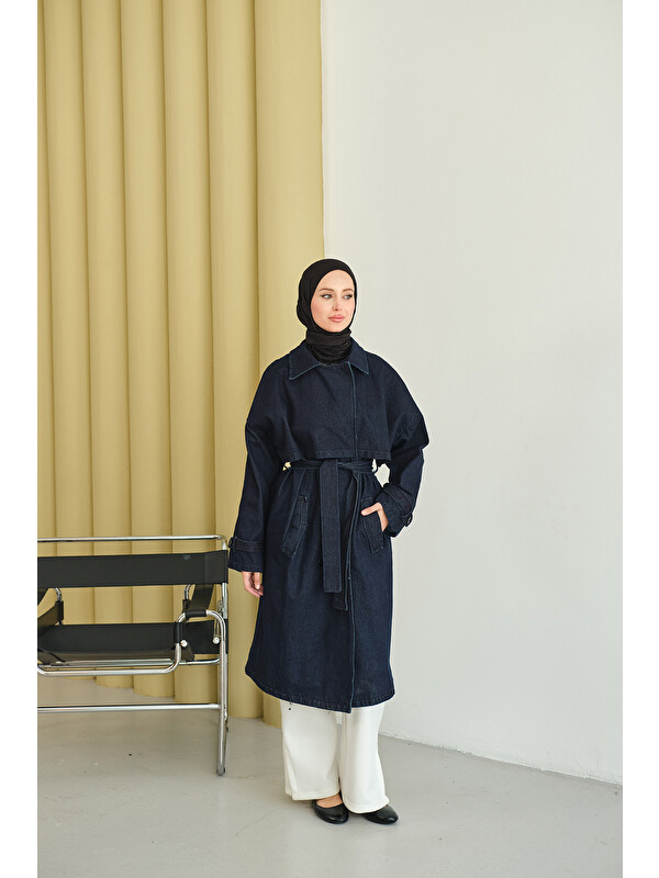Locco Moda Kadın Jean Trenç Lacivert