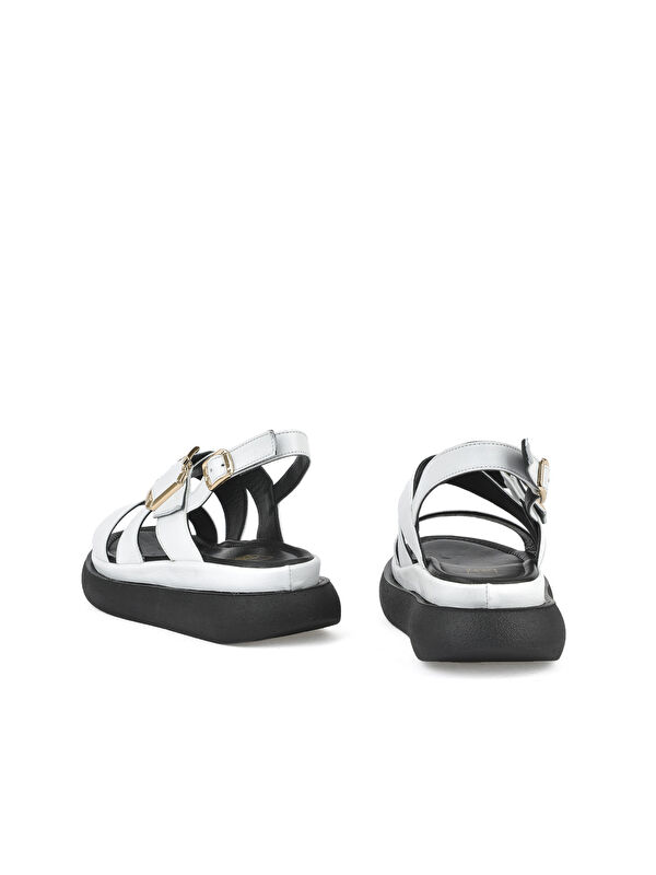 Kadın Hakiki Deri Topuklu Sandalet 151992Z302 Beyaz - Görsel 4