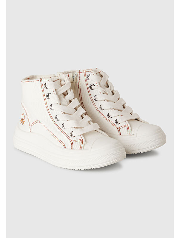 Erkek Çocuk Beyaz Logo Detaylı Sneaker - Görsel 4