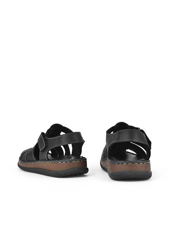 Erkek Hakiki Deri Sandalet 1511045ZS32 Siyah - Görsel 4