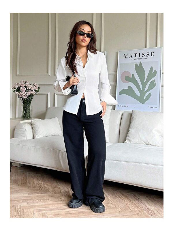 Tarz Cool Kadın Arkası Bağcıklı Gömlek Slim Fit Günlük ve Ofis Kombin Modern Tasarım