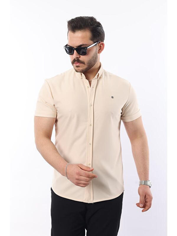 Comstar Erkek Kısa Kollu Slim Fit Yazlık Basic Gömlek