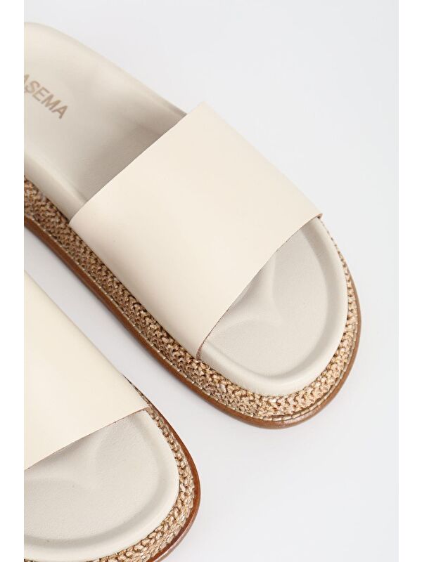 Kadın Hasır Detaylı Krem Terlik 3073 - Görsel 8