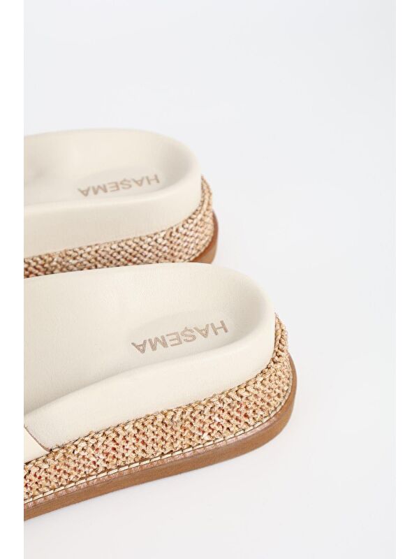 Kadın Hasır Detaylı Krem Terlik 3073 - Görsel 10