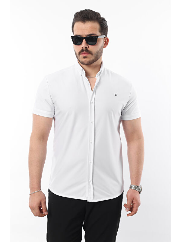 Comstar Erkek Kısa Kollu Slim Fit Yazlık Basic Gömlek