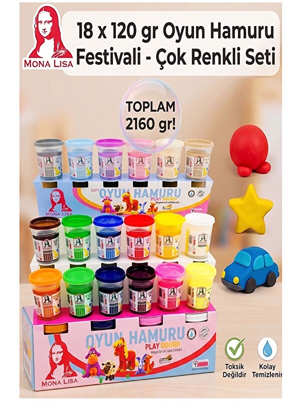 Monalisa Oyun Hamuru 18 Renk 1 Paket 18 Li Oyun Hamuru Kurumaya Karşı Dirençli Okul Öncesi Kreş Yumu