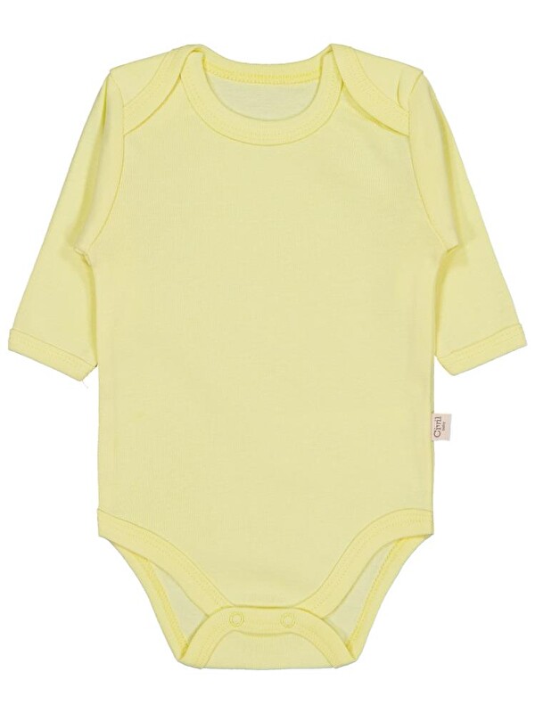 Civil Baby Düz Renkli Uzun Kol 3-9 Ay Çıtçıtlı Badi - Sarı 6-9 Ay