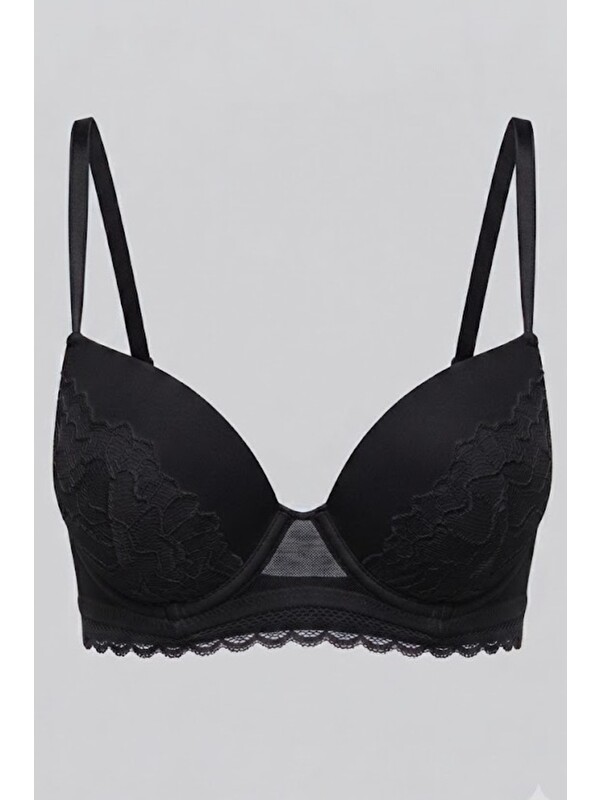 C&City Push Up Dantel Detaylı Sütyen C18395 Siyah