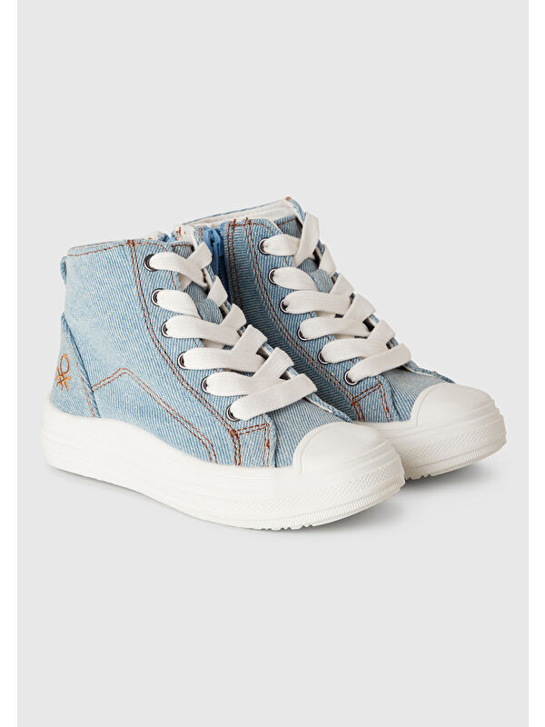 Erkek Çocuk Denim Logo Detaylı Sneaker - Görsel 4