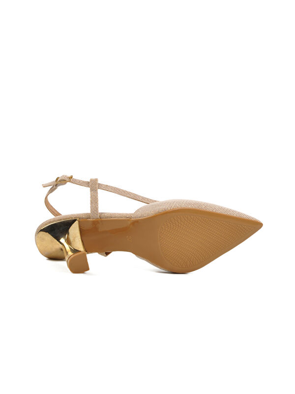 Bej Simli Kadın Abiye Ayakkabı 459158 Z - Görsel 6