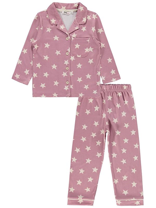 Civil Girls Yıldızlı 2-5 Yaş Pijama Takımı - Pembe 3-4 Yaş