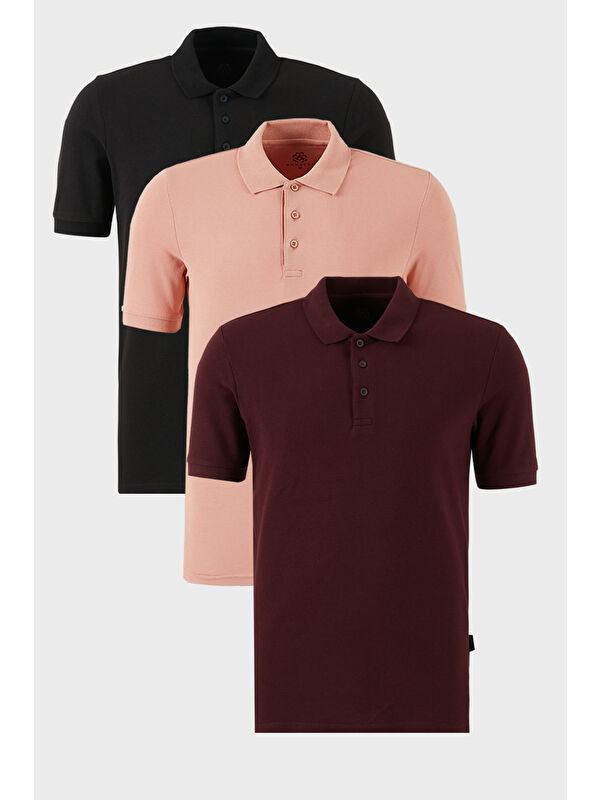 Buratti Pamuklu Regular Fit Düğmeli Polo Yaka 3'lü Paket %100 Pamuk Tişört 5902127S3
