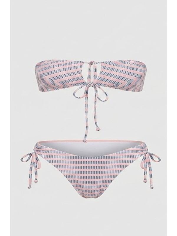 C&City Büzgülü Bikini Takım 3270 Somon/Siyah
