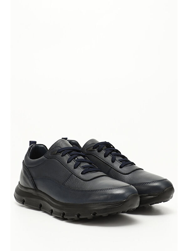 İNDİGO LACİVERT Platinum Hakiki Deri Bağcıklı Erkek Günlük Sneaker 31540 - Görsel 3