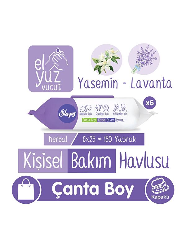 Sleepy Herbal Kişisel Bakım Havlusu Çanta Boy 6x25 (150 Yaprak)