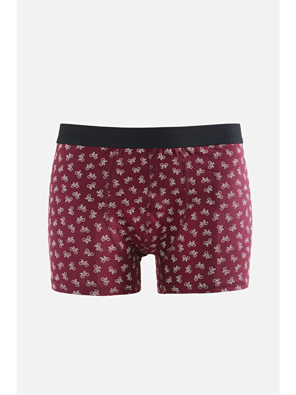 NBB Bordo Bisiklet Desen Erkek Boxer