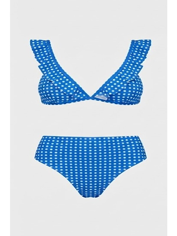 C&City Fırfırlı Üçgen Bikini Takım 3277 Lacivert