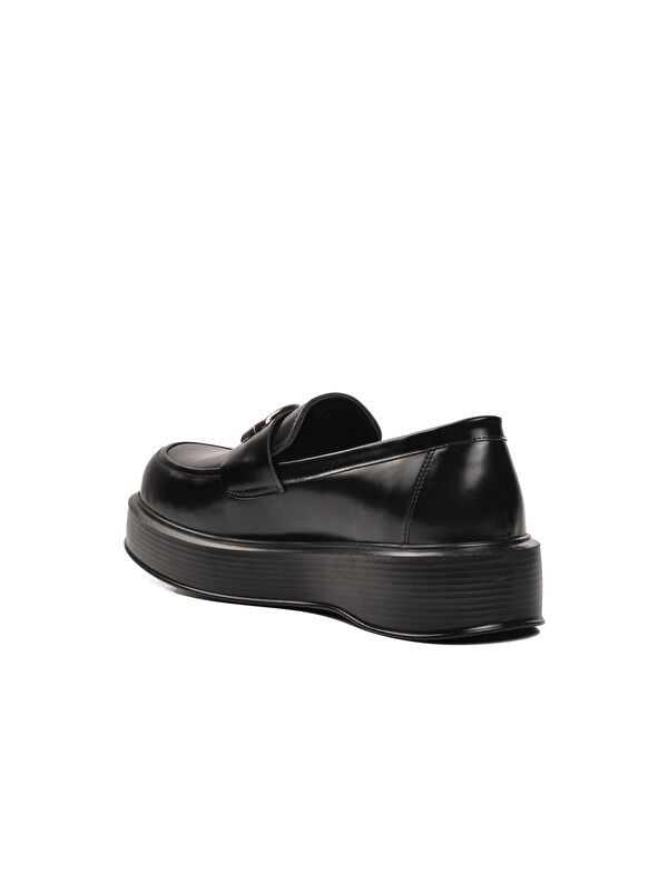 Siyah Hakiki Deri Geniş Kalıp Erkek Klasik Ayakkabı Premium 2127 - Görsel 5