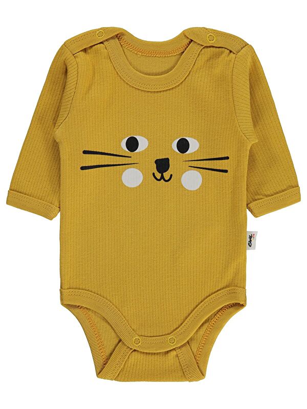 Civil Baby Kaplan Baskılı 1-36 Ay Çıtçıtlı Badi - Hardal 2-3 Yaş