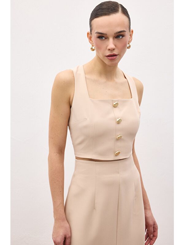 SATEEN Lucy Crop - Bej