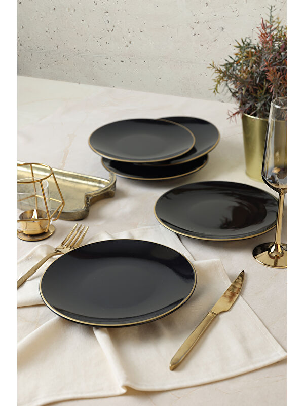 Keramika Siyah Gold Ege Pasta Tabağı 20 Cm 6 Adet