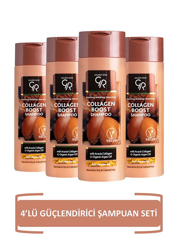 GOLDEN ROSE Collagen Boost Shampoo - Güçlendirici Kolajen Destekli 4'li Şampuan Seti