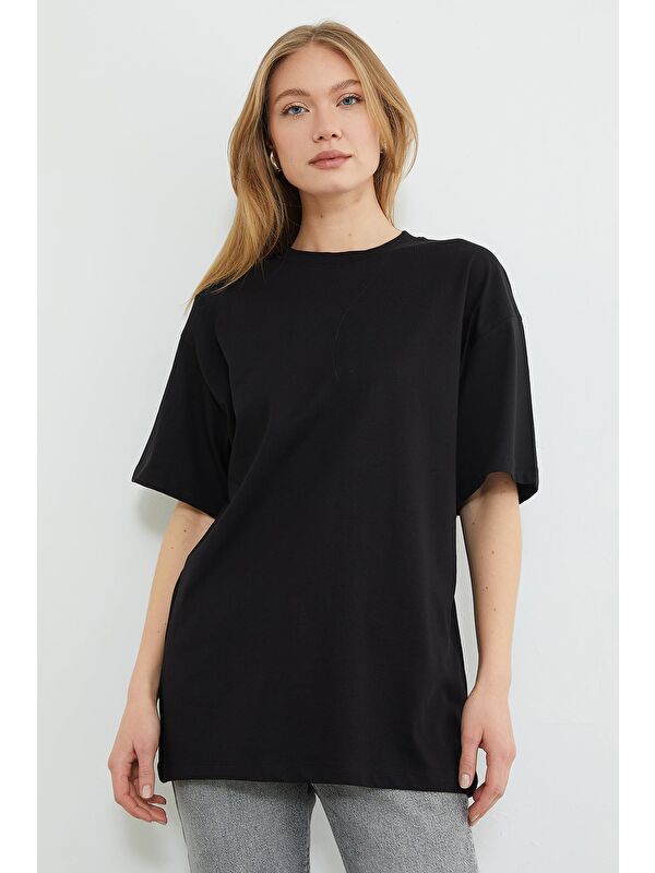 Fullamoda Basic Bisiklet Yaka Oversize Tişört