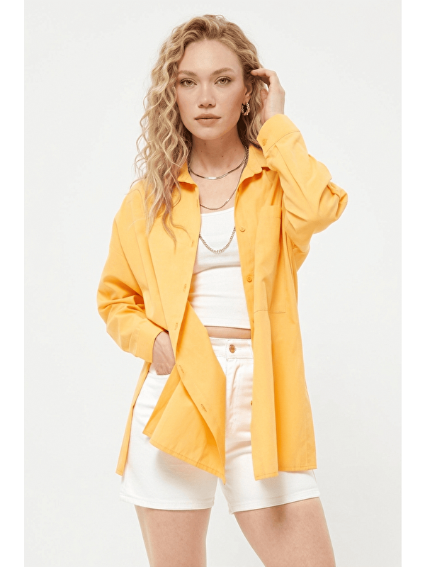 Fullamoda Tek Cepli Yırtmaçlı Oversize Gömlek