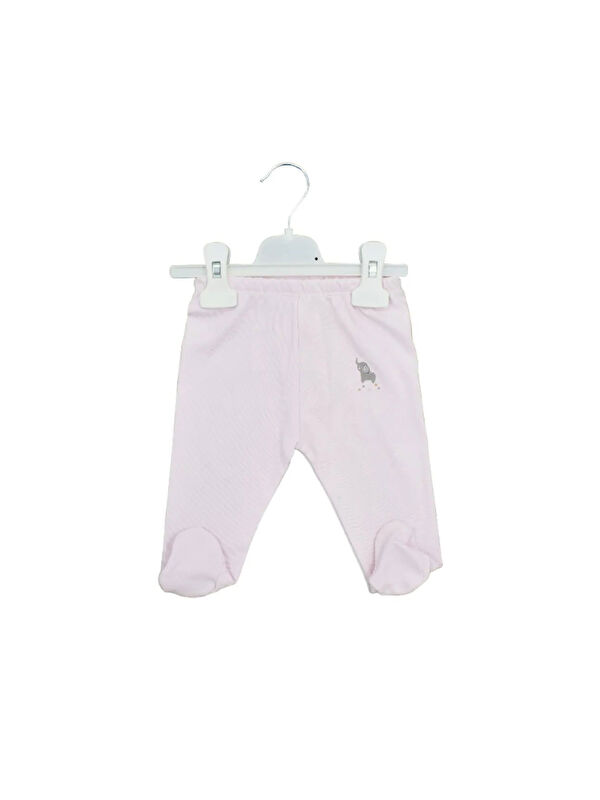 AZİZ BEBE Unisex Fil Desenli Beli Lastikli Patikli Bebek Pantolonu 0 Ay - 12 Ay