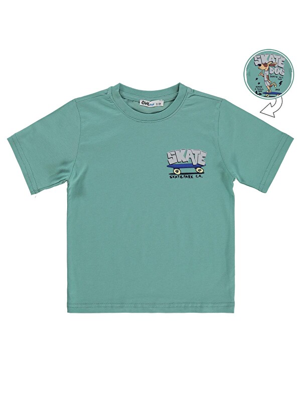Civil Boys Skate Dog Baskılı 2-5 Yaş Tişört - Yeşil