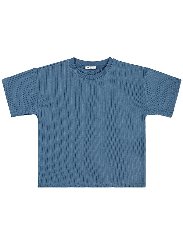 Civil Boys Çizgi Dokulu 10-13 Yaş Tişört - Mavi