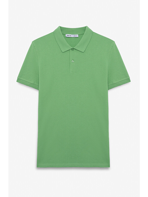 GRIMELANGE FLEXORE Erkek %100 Pamuk Kısa Kollu Regular Fit YEŞİL Polo Yaka T-shirt