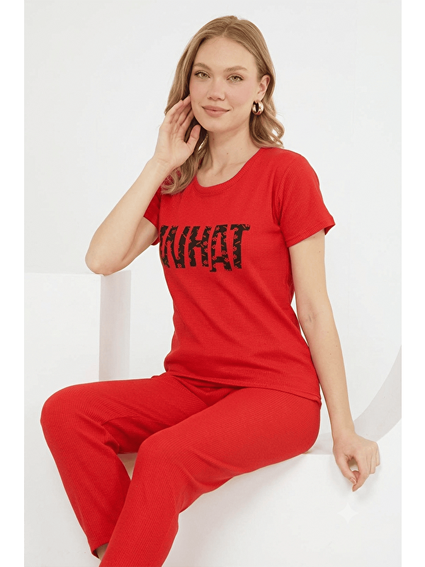 Fullamoda Heart Baskılı Kısa Kollu Pijama Takımı
