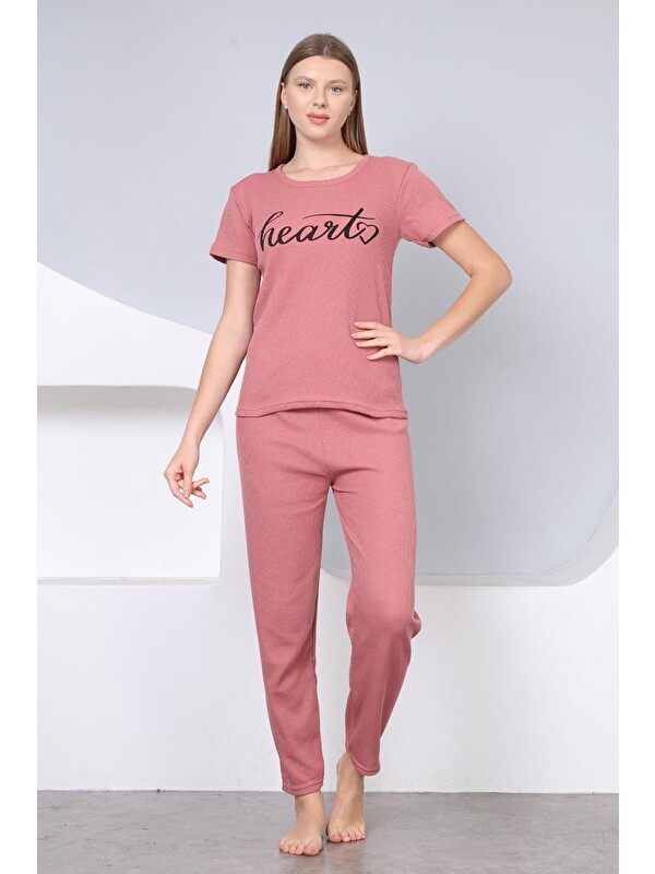 Fullamoda Heart Baskılı Kısa Kollu Pijama Takımı