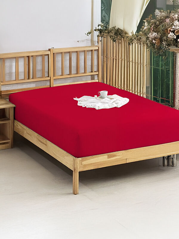 UPSTYLE Çift Kişilik Penye Lastikli Çarşaf 160 x 200 Cm Bordo