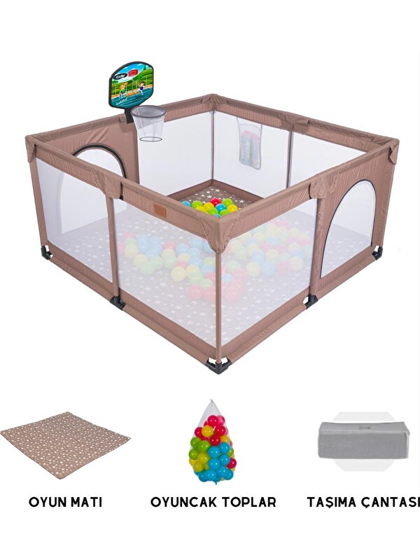 TOMMYBABY Güvenli Bebek Ve Çocuk Oyun Alanı Oyun Parkı 120X120 Oyun Matı Topları Yatak