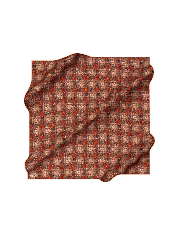 AKER Turuncu 90X90 İpek Krep Saten Eşarp
