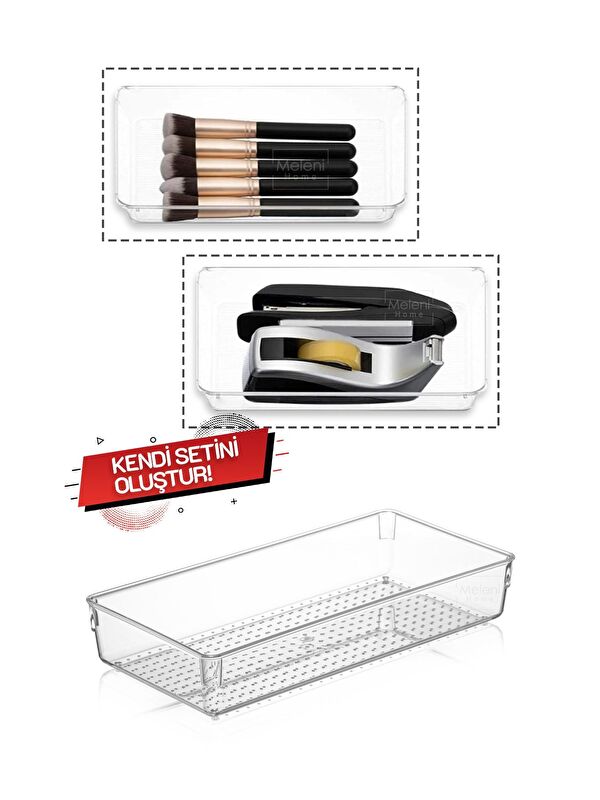 Meleni Home Modüler Çekmece Içi Düzenleyici Makyaj Takı Düzenleyici Ofis Masaüstü 30 X 15 Cm