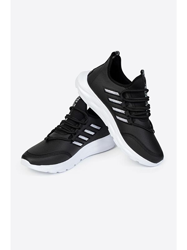 Yuvarlak Burunlu Bağcıklı Şeritli Erkek Spor Ayakkabı - Görsel 4