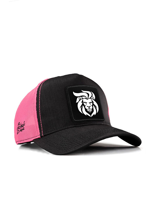 BlackBörk Aslan Logolu Cordura Siyah-Pembe Trucker Şapka