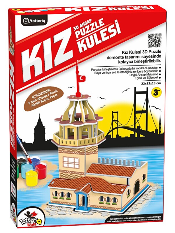 Vardem Oyuncak Kız Kulesi Ahşap Boyama Seti - Standart