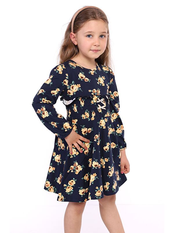 Toontoykids Kız Çocuk Çiçek Desenli Elbise