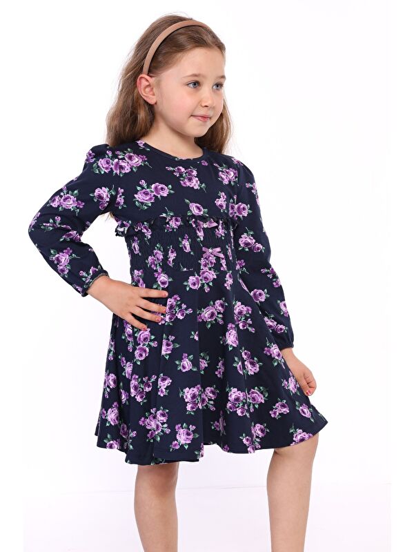 Toontoykids Kız Çocuk Çiçek Desenli Elbise