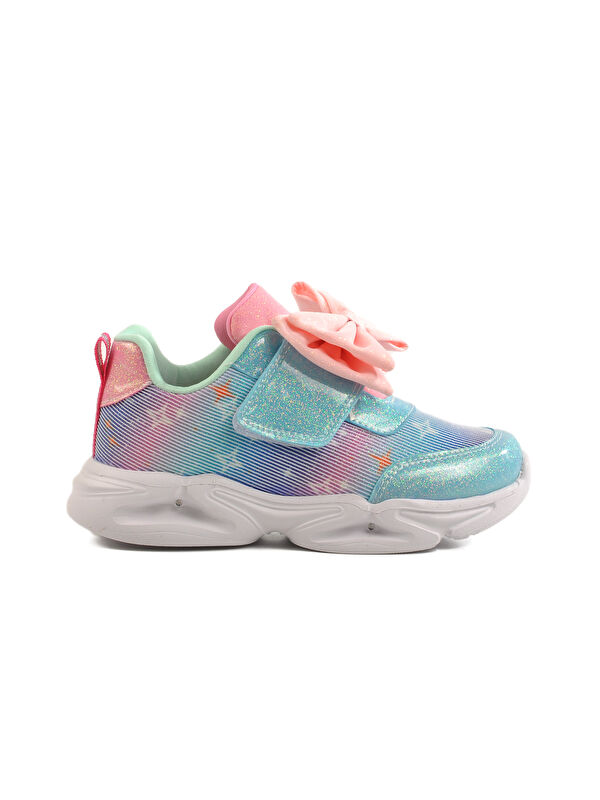 Turkuaz Cırtlı Işıklı Kız Çocuk Spor Ayakkabı 24002 P - Görsel 2