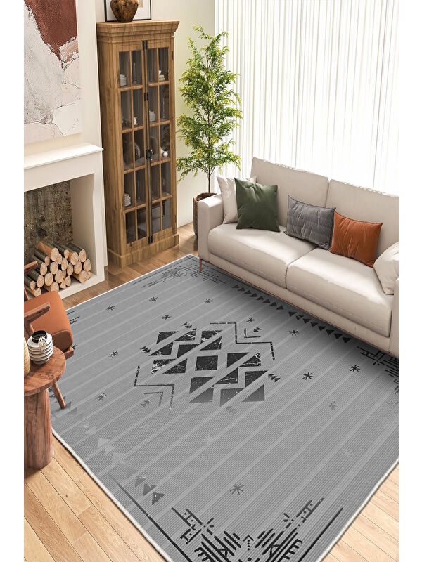 Homefesto Dekoratif Özel Tasarım Yıkanabilir İnce Kaymaz Tabanlı Modern Halı KECE FR46