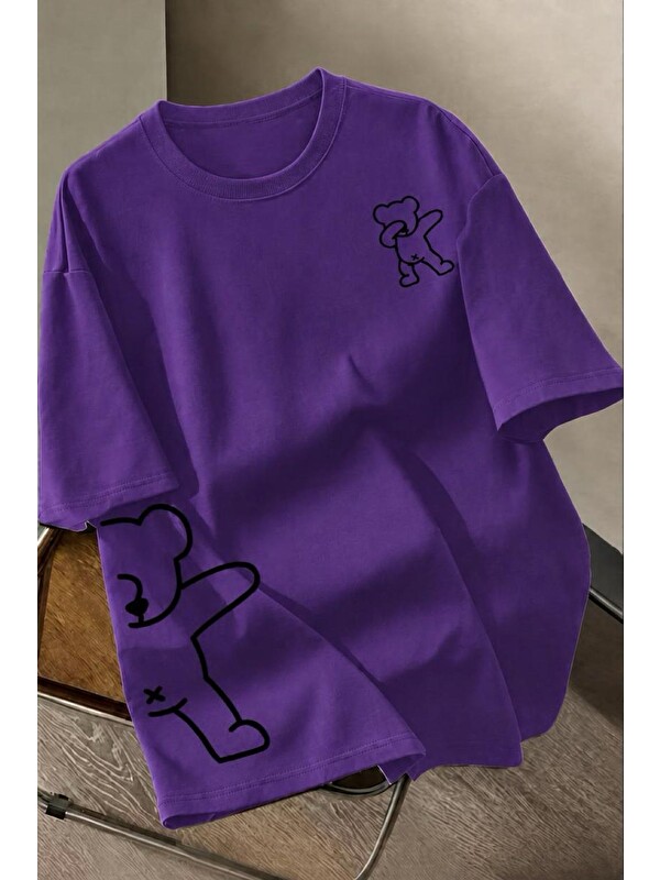 Oksit Ayıcık Baskılı Unisex Oversize Sokak Stili T-Shirt