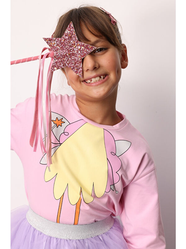 Le Mabelle Pembe Peri Kızı Baskılı Kız Çocuk Tişört