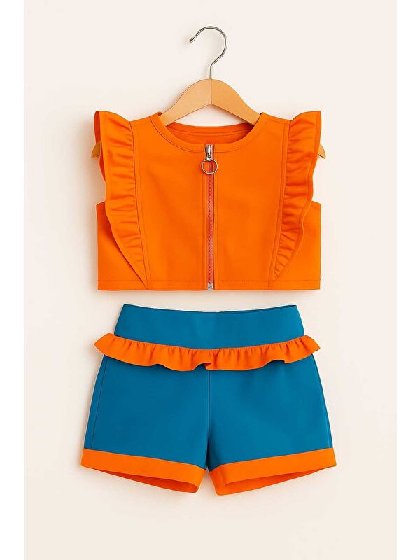 My Kids Wear Kız Çocuk Fermuar Ve Fırfır Detaylı Alt Üst Takım 9-12 Yaş 11925